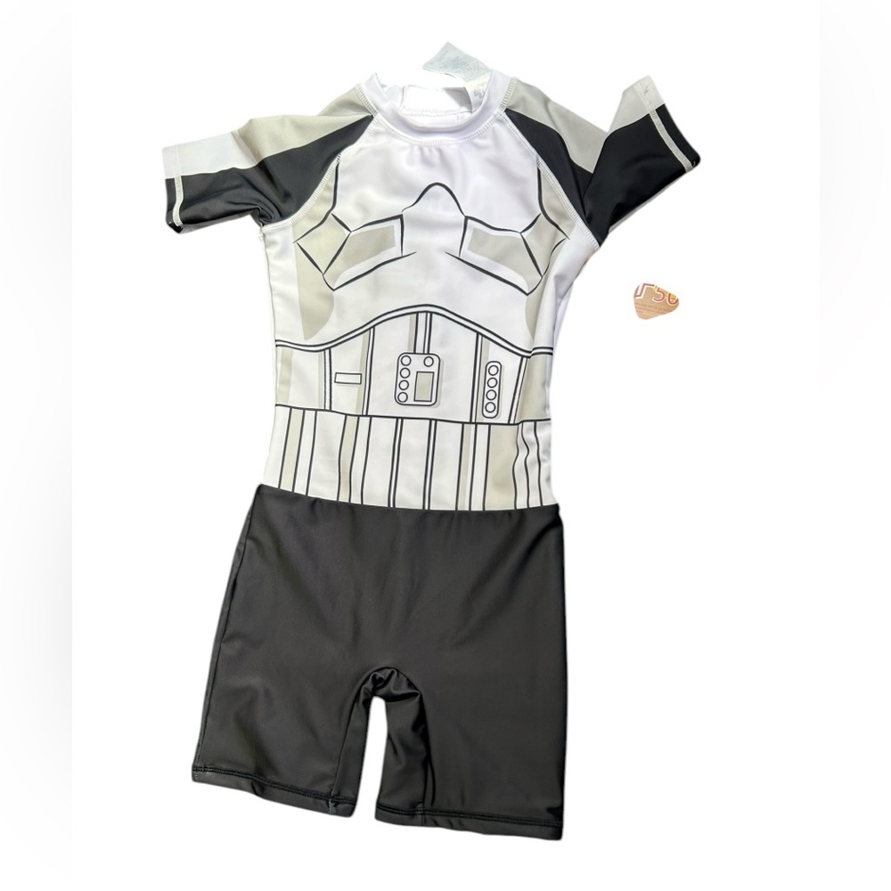 STAR WARS boys Stormtrooper Adaptive Rash Guard swimsuit size XS NWT
